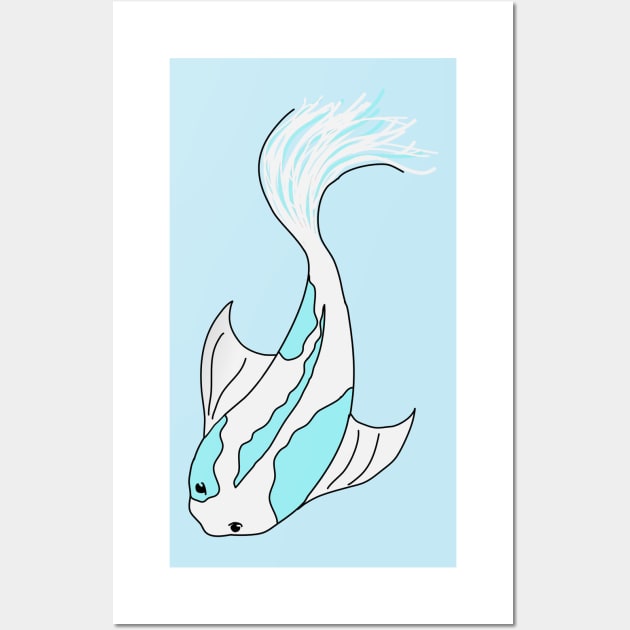 blue and white koi fish Wall Art by alisadesigns